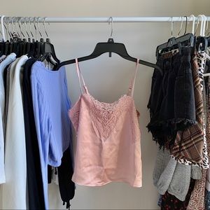 Satin pink lace cami